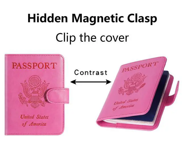 Alt view image 3 of 7 - Passport Holder Cover Wallet RFID Blocking Leather Card Case Travel Accessories for Women Men (Pink)