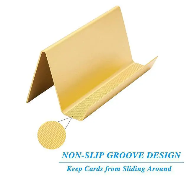 Alt view image 5 of 7 - Metal Business Card Holder for Desk, Modern Business Card Holder Display, Aluminum Desktop Business Card Organizer, Business Name Card Stands, Gold