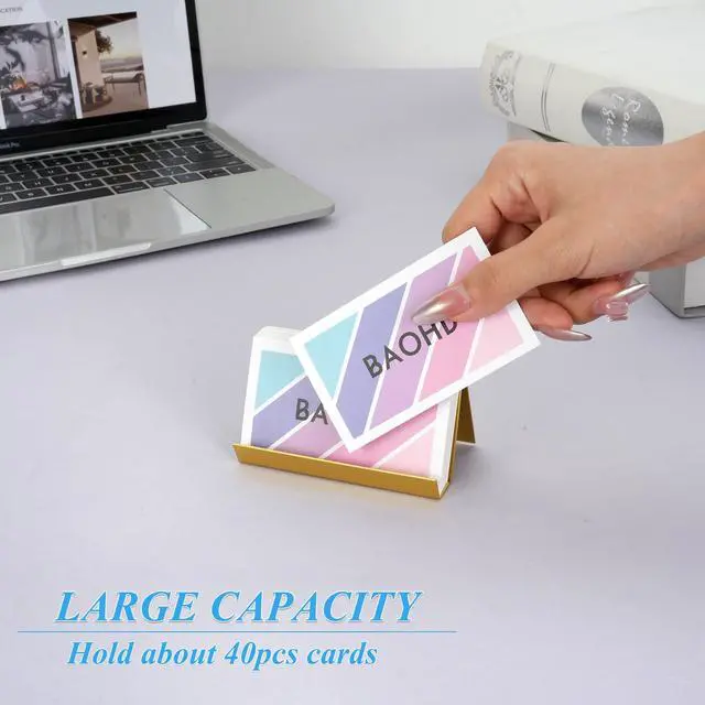 Alt view image 6 of 7 - Metal Business Card Holder for Desk, Modern Business Card Holder Display, Aluminum Desktop Business Card Organizer, Business Name Card Stands, Gold