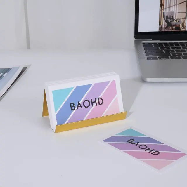 Alt view image 7 of 7 - Metal Business Card Holder for Desk, Modern Business Card Holder Display, Aluminum Desktop Business Card Organizer, Business Name Card Stands, Gold