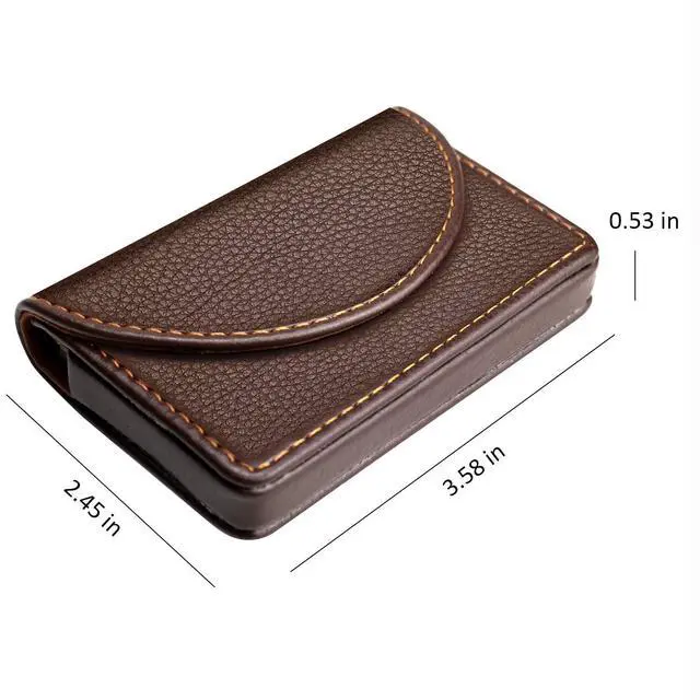 Alt view image 2 of 7 - Cofee Leather Business Card Holder Case for Men or Women Pocket Business Card Wallet Name Card Case Holder with Magnetic Shut, Holds 25 Business Cards, Coffee