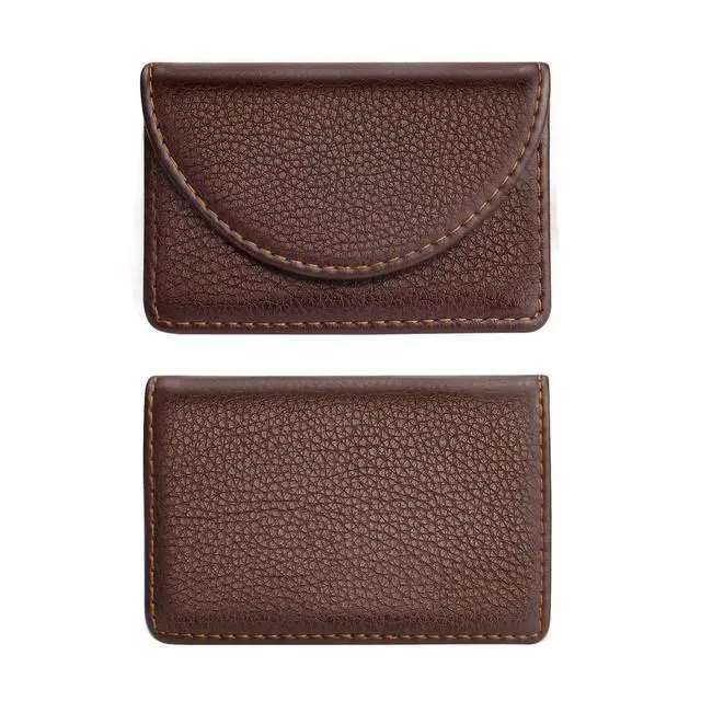 Alt view image 5 of 7 - Cofee Leather Business Card Holder Case for Men or Women Pocket Business Card Wallet Name Card Case Holder with Magnetic Shut, Holds 25 Business Cards, Coffee