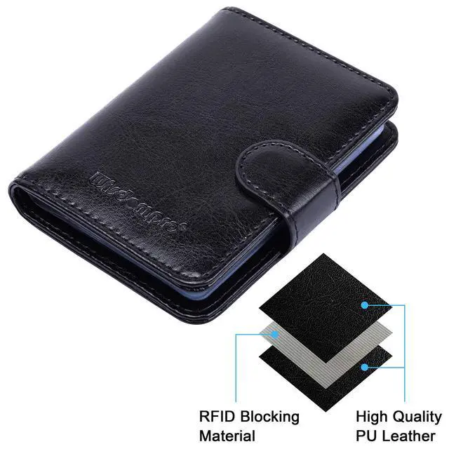 Alt view image 2 of 7 - Credit Card Holder, Slim Leather RFID Blocking Wallet Debit Card Protector Organizer Case (Build in 20 Card Slot & 7 Small Cells for Memory Cards)-Vertical Black