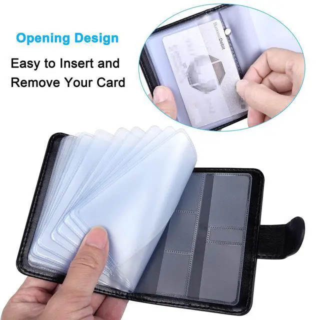 Alt view image 7 of 7 - Credit Card Holder, Slim Leather RFID Blocking Wallet Debit Card Protector Organizer Case (Build in 20 Card Slot & 7 Small Cells for Memory Cards)-Vertical Black