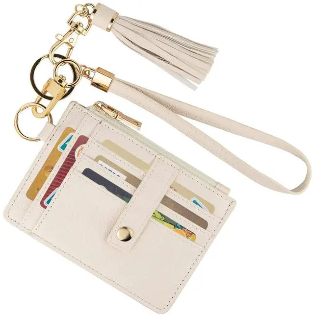 Main image of Small Wristlet Wallets for Women RFID Credit Card Holder Wallet Keychain Wristlet Wallet Credit Card Wallets for Women (Beige)