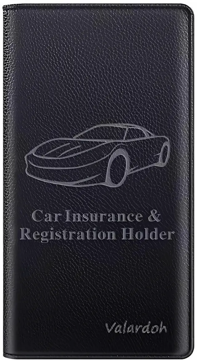 Main image of Premium Car Registration and Insurance Card Holder, Car Document Holder for Cards, Driver License & other Essential Documents (Black)