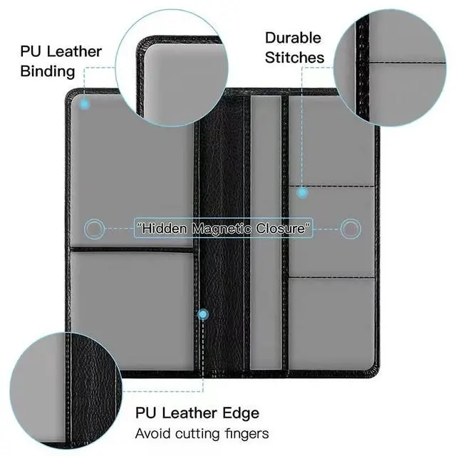 Alt view image 4 of 7 - Premium Car Registration and Insurance Card Holder, Car Document Holder for Cards, Driver License & other Essential Documents (Black)