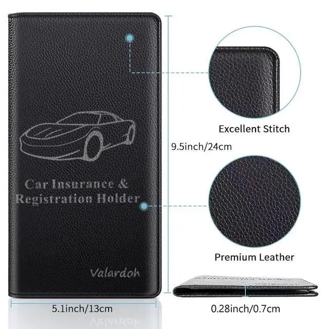 Alt view image 5 of 7 - Premium Car Registration and Insurance Card Holder, Car Document Holder for Cards, Driver License & other Essential Documents (Black)