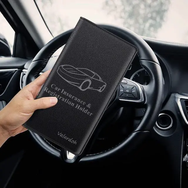 Alt view image 6 of 7 - Premium Car Registration and Insurance Card Holder, Car Document Holder for Cards, Driver License & other Essential Documents (Black)