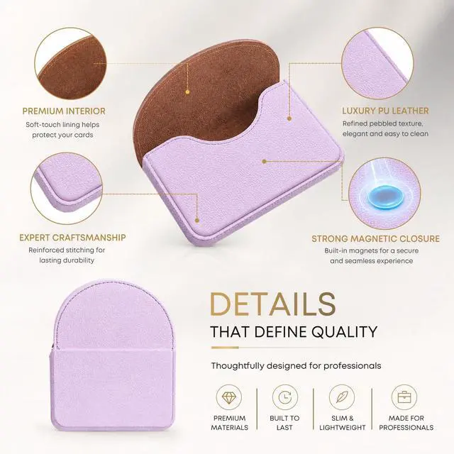 Alt view image 3 of 6 - Business Card HolderPU Leather Business Card Case for PursePocket Travel Name Card Case Holder Wallet for Men GiftPortable Magnetic Business Card Carrier Purple