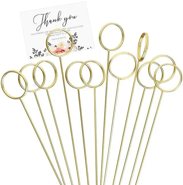 Main image of 30 Pack Strong Grip Gold Floral Card Holder Picks (13.4 Inch)