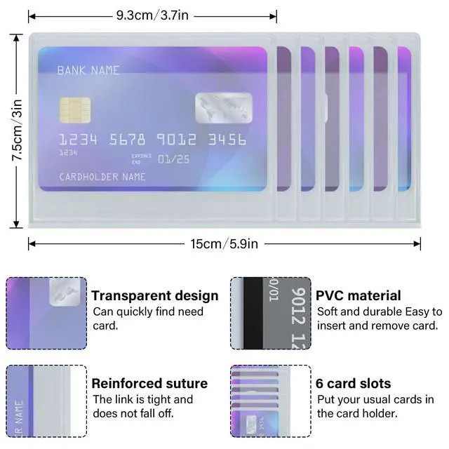 Alt view image 2 of 7 - Plastic Wallet Insert for Credit Card Set of 2, Men Wallets Checkbook Wallet Insert Credit Card Sleeves Holder (Checkbook 6 Page)