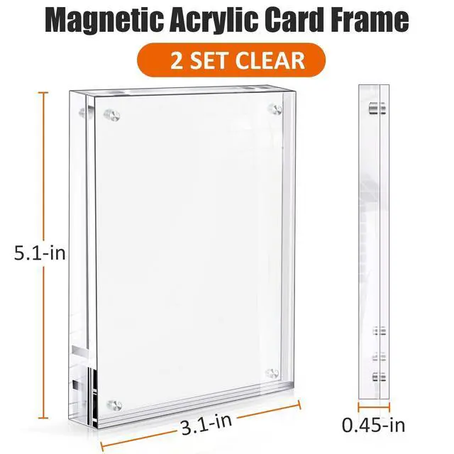 Alt view image 2 of 7 - Acrylic Card Frame, Magnetic Trading Card Display Frames Desktop Display - 2 Sets Clear