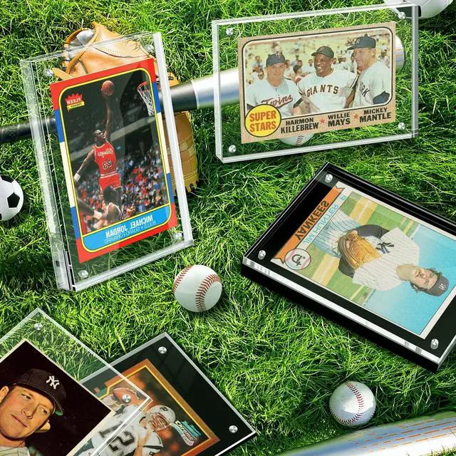 Alt view image 7 of 7 - Acrylic Card Frame, Magnetic Trading Card Display Frames Desktop Display - 2 Sets Clear