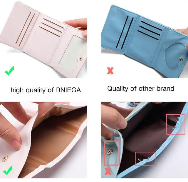 Alt view image 4 of 7 - Small Wallets Girls Cute Coquette Bow Wallet Women Aesthetic Credit Card Holder with ID Window, Pink