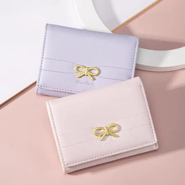 Alt view image 7 of 7 - Small Wallets Girls Cute Coquette Bow Wallet Women Aesthetic Credit Card Holder with ID Window, Pink