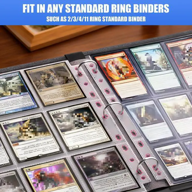 Alt view image 4 of 7 - 65 Pack 9 Pocket Card Sleeves Binder Sheets, Trading Card Sleeves for 3 Ring Binder, Holds 1170 Cards, Card Holder Binder Pages Protectors Fit for MTG, TCG, Baseball, Football, Game, Business Cards