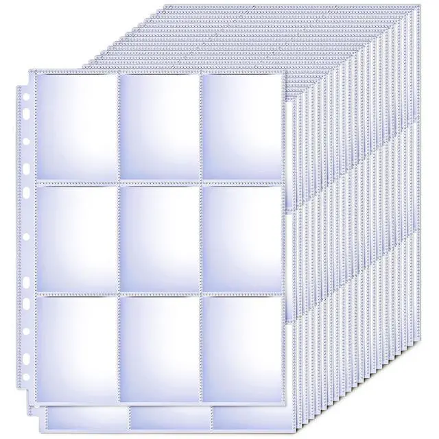 Alt view image 7 of 7 - 65 Pack 9 Pocket Card Sleeves Binder Sheets, Trading Card Sleeves for 3 Ring Binder, Holds 1170 Cards, Card Holder Binder Pages Protectors Fit for MTG, TCG, Baseball, Football, Game, Business Cards