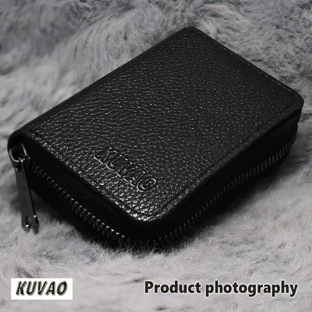 Alt view image 2 of 7 - RFID Blocking, Leather Credit Card Holder Zipper Wallet With 20 Card Slots, Small Card Case for Women or Men Accordion Wallet with Zipper (Black)