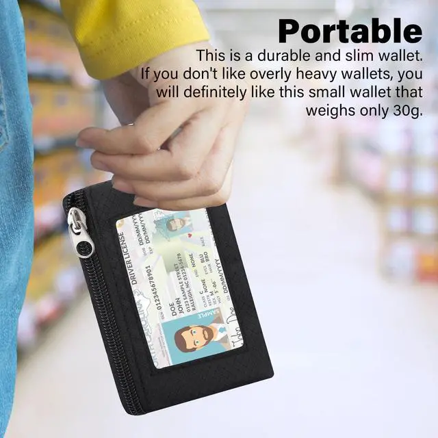 Alt view image 6 of 7 - Minimalist RFID Wallet with Lanyard, Multi-Functional ID Case with 2 Zipper Pockets and Key Chain for Men and Women, Tactical Badge Pouch Cards Holder, Coin Purse for Travel Sports-Black