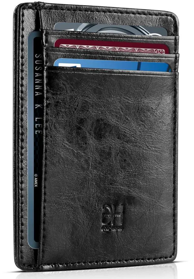 Main image of Slim RFID Blocking Wallet - Small Leather Pocket Credit Card Holder for Women Men