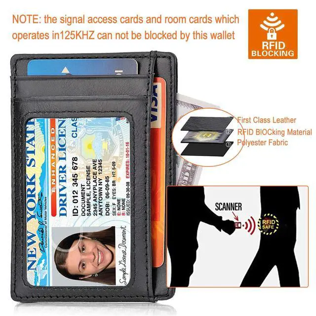 Alt view image 4 of 7 - Slim RFID Blocking Wallet - Small Leather Pocket Credit Card Holder for Women Men