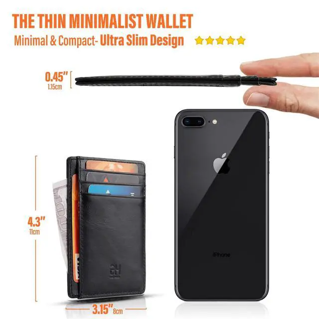 Alt view image 6 of 7 - Slim RFID Blocking Wallet - Small Leather Pocket Credit Card Holder for Women Men