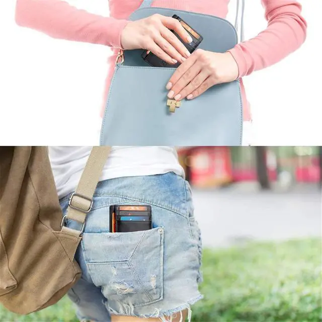 Alt view image 7 of 7 - Slim RFID Blocking Wallet - Small Leather Pocket Credit Card Holder for Women Men