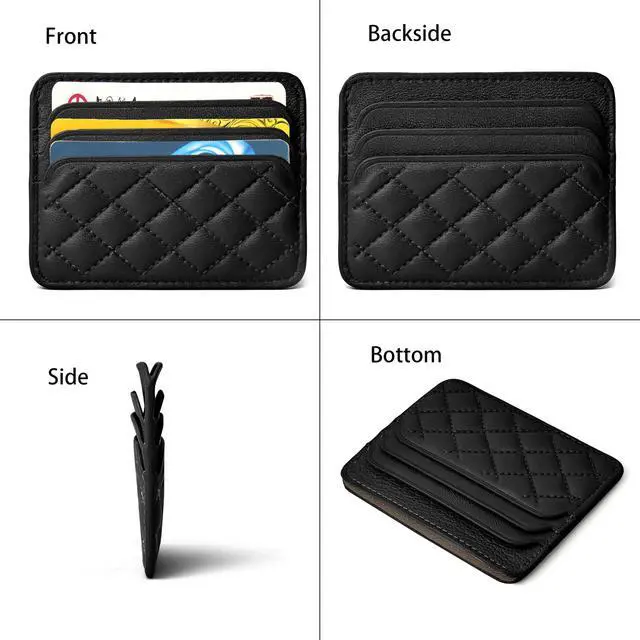 Alt view image 4 of 6 - Lambskin Credit Card Holder Unisex Slim Wallet Thin Card Case Small Leather Wallet For Men And Women (DS938-Black)