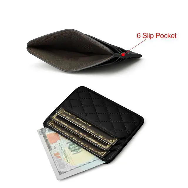 Alt view image 5 of 6 - Lambskin Credit Card Holder Unisex Slim Wallet Thin Card Case Small Leather Wallet For Men And Women (DS938-Black)