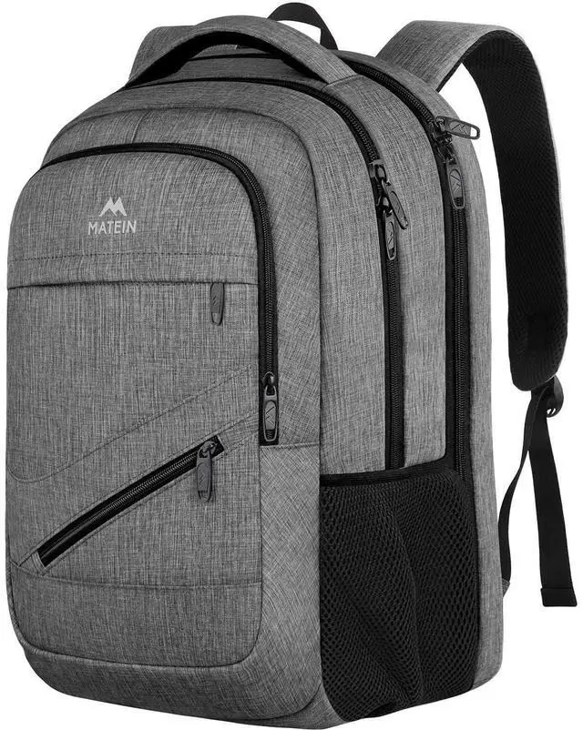 Main image of Travel Laptop Backpack, 17 Inch Work TSA Approved Carry on Backpack, Large Computer Business Bag for Men Women with Trolley Sleeve and Anti Theft Pocket, College School Rucksack Book Bag, Grey