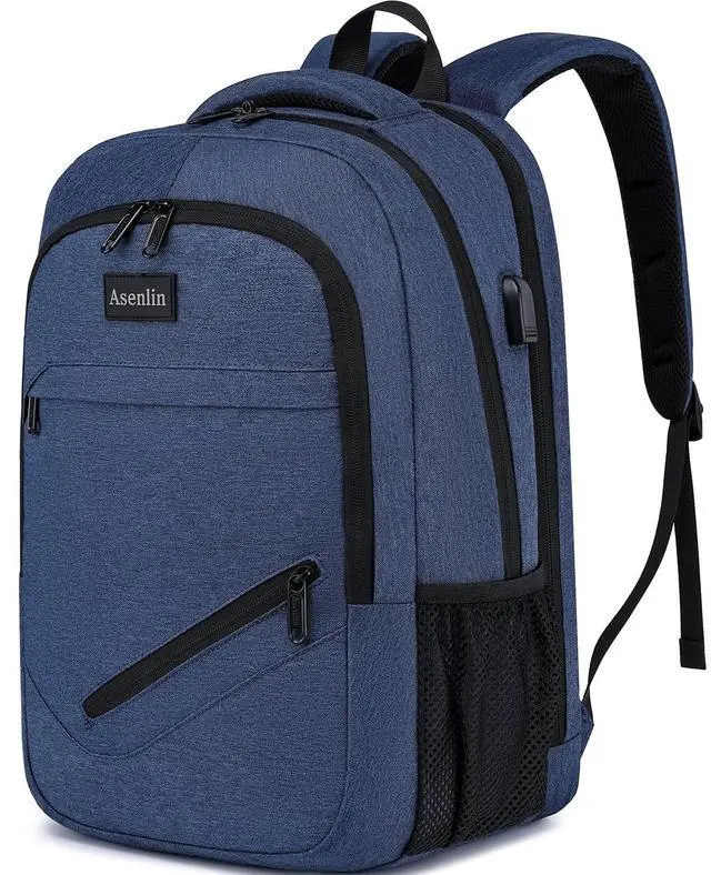 Main image of Travel Laptop Backpack for Women & Men,Water Resistant Business Slim Sturdy Laptops Backpack with USB Charging Port,Fits 17.3 Inch Notebook College School Computer Bag-Blue