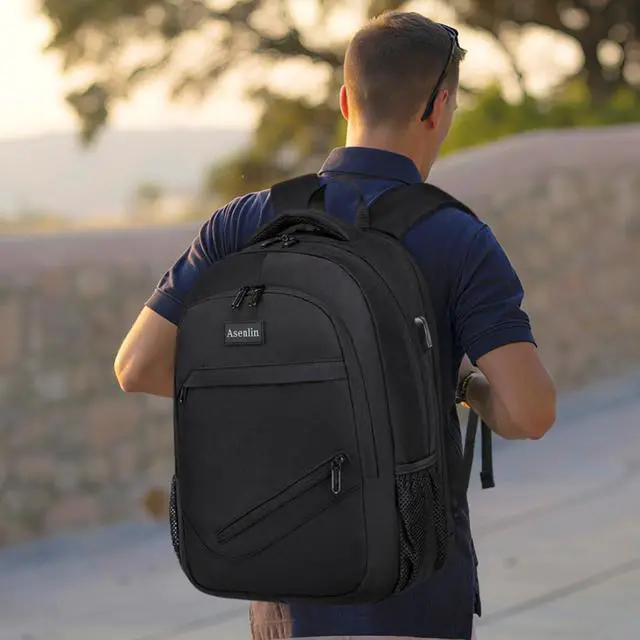 Alt view image 7 of 7 - Travel Laptop Backpack for Women & Men,Water Resistant Business Slim Sturdy Laptops Backpack with USB Charging Port,Fits 17.3 Inch Notebook College School Computer Bag-Black