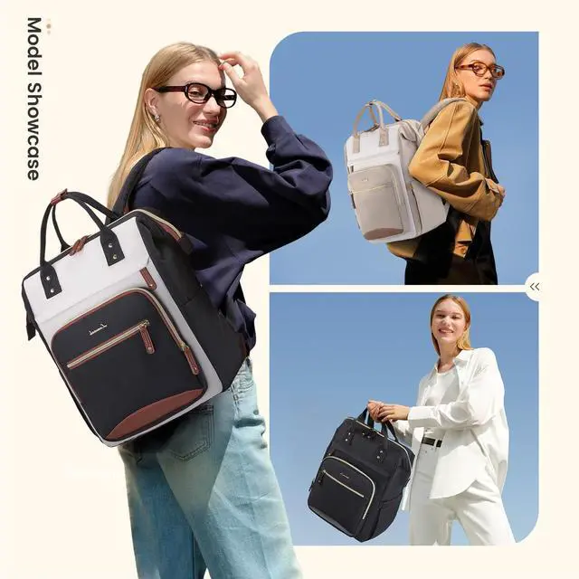 Alt view image 6 of 6 - Laptop Backpack Women, 15.6 Inch Work Backpack with Large Capacity Cup, Waterproof Travel Computer Backpacks Purse, College Bookbag for School, Business, Teacher