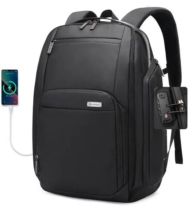 Main image of Expandable Business Laptop Backpack,180° Full Open TSA Friendly Travel Bag,15.6 inch Slim Commuter Backpack with USB Port,Water Resistant Professional Office Daypack,Black