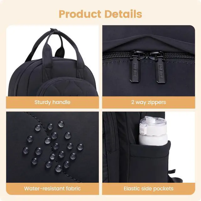 Alt view image 6 of 6 - Laptop Backpack for Women, College Travel Backpack Puffer Womens Backpack for 17.3 Inch Laptop, Computer Water-Resistant Quilted Casual Daypack, Black