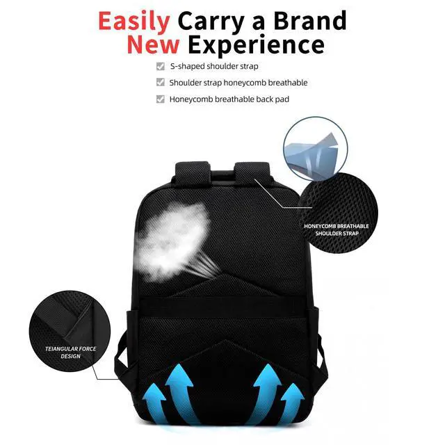 Alt view image 6 of 7 - Slim Business Laptop Backpack, Water Resistant Travel Backpack, Durable Computer Bag, Fits 15.6 Inch Laptop, Black.