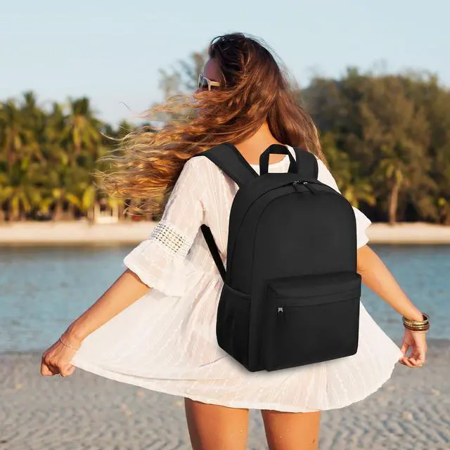 Alt view image 6 of 6 - Unisex Black Backpack for School & Travel - Lightweight Laptop Backpack Fits 15.6 Inch Notebook, Water Bottle Pocket - Ideal for Teens, College Students, Adults