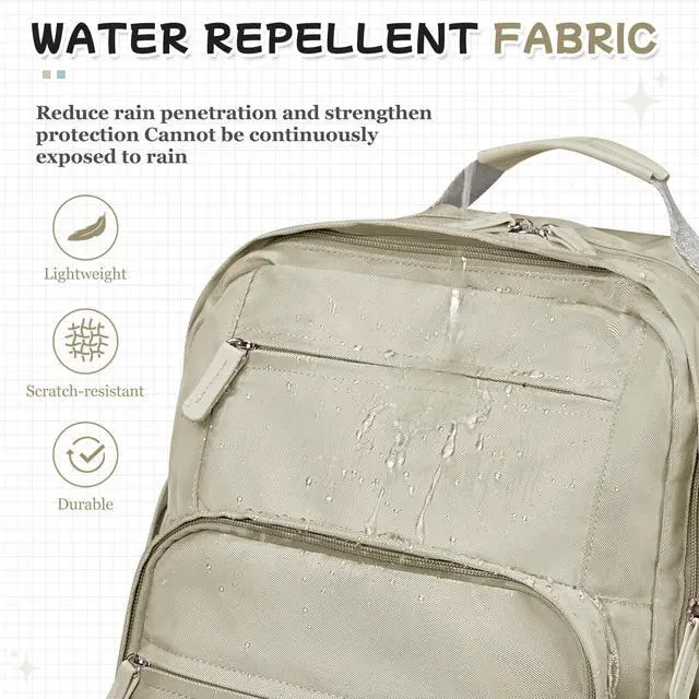 Alt view image 6 of 7 - Casual Laptop Backpack for Women Work Travel Daypack Bags, Lightweight Waterproof Backpacks with 2 Large Main Compartments, Anti Theft Slim Sturdy Back Pack, 15 Laptop Sleeve, Brown