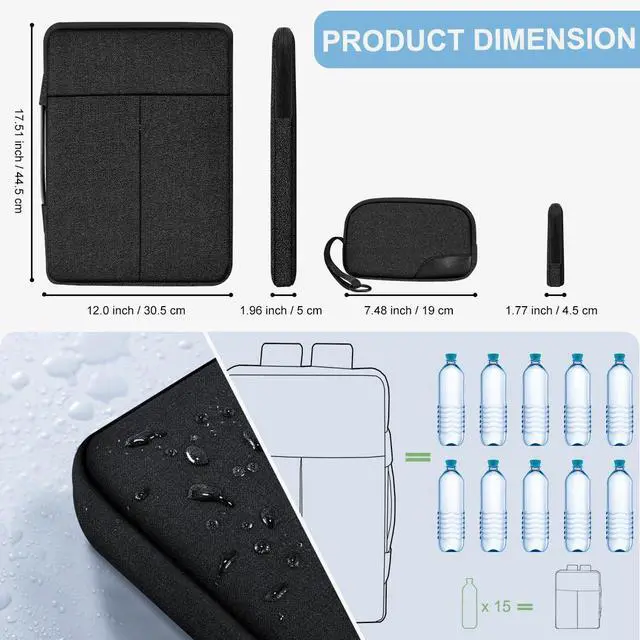 Alt view image 2 of 6 - Laptop Case 15.6-17 inch Slim Backpack with Straps & Small Bag Compatible with MacBook HP Dell Lenovo Asus Acer MSI Razer Samsung and Most 15 15.6 16 17 inch Notebooks -Black