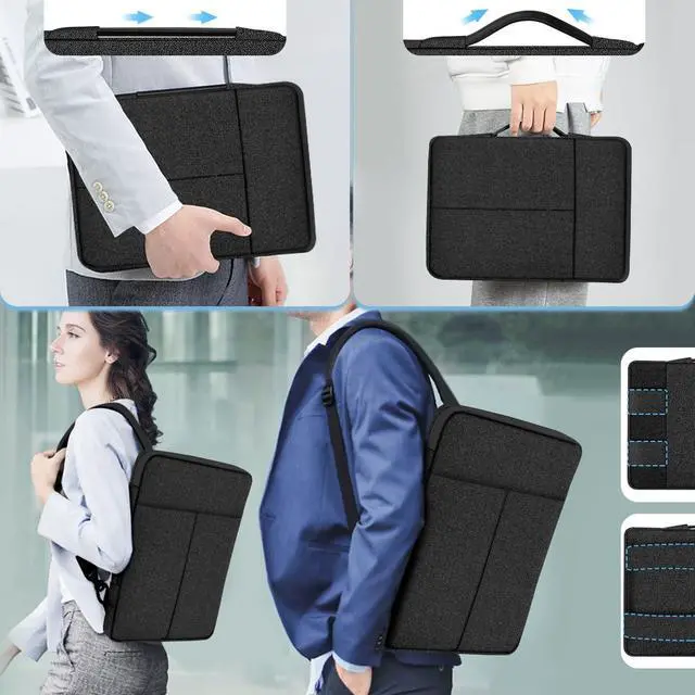 Alt view image 6 of 6 - Laptop Case 15.6-17 inch Slim Backpack with Straps & Small Bag Compatible with MacBook HP Dell Lenovo Asus Acer MSI Razer Samsung and Most 15 15.6 16 17 inch Notebooks -Black
