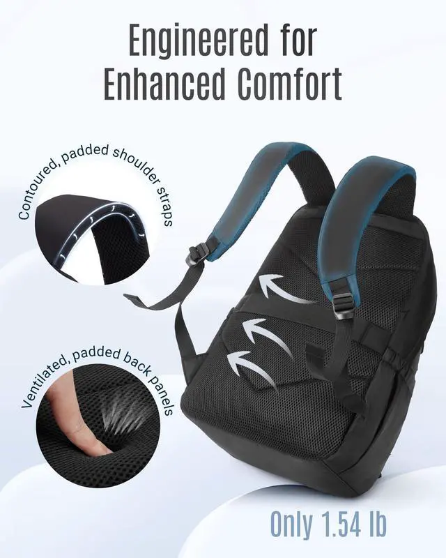 Alt view image 7 of 7 - Women's Laptop Backpack Fit for 15.6 Inch for Travel Work Business College, Large Capacity Stylish Bookbag with USB Port and Water-Resistant for Daily Use,Black