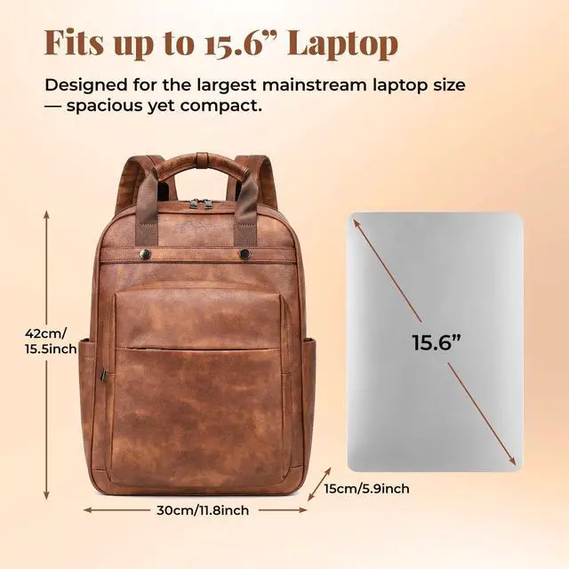 Alt view image 3 of 7 - PU Leather Backpack for Women | 17 Inch Laptop Backpack