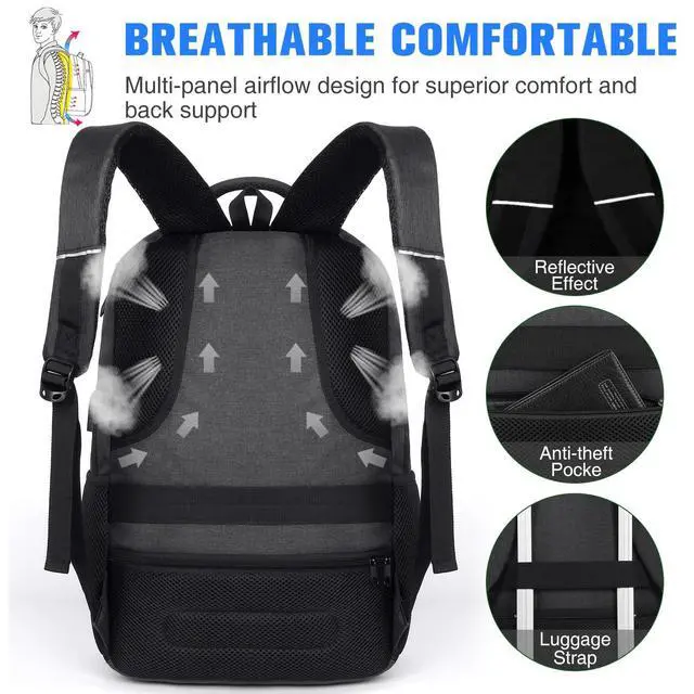 Alt view image 6 of 7 - Backpack for Men and Women,School Backpack for Teens,15.6 inch Laptop Backpack with USB Charging port for Business College Travel