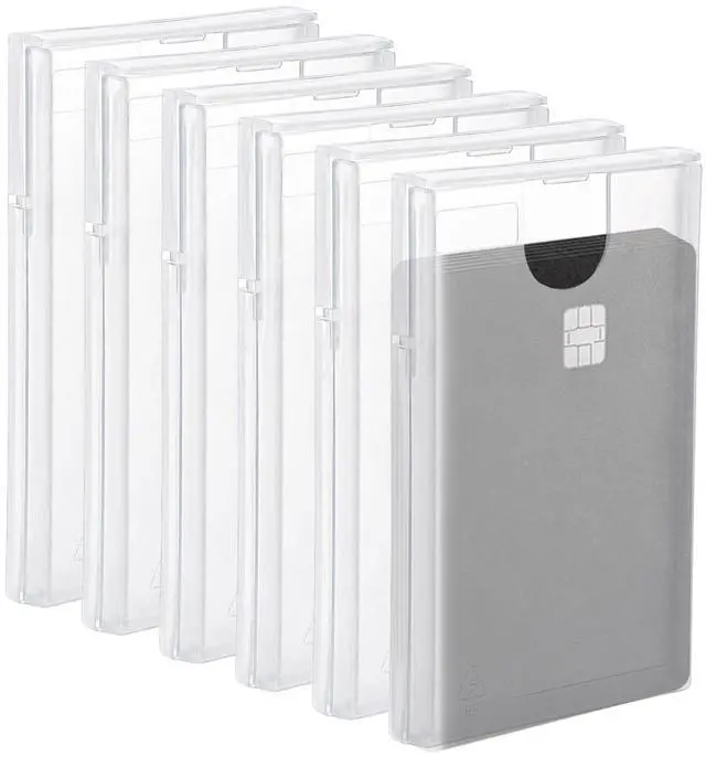 Main image of 6 Pack Small Plastic Storage Containers Box, Plastic Business Name Card Holder, Slim Portable Clear Business Card Case for Men & Women, Clear Pocket Credit Card Case (3.9 x 2.5 x 0.4 inches)