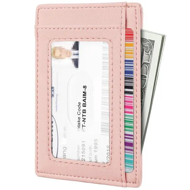 Alt view image 2 of 7 - Front Pocket Wallet Minimalist Leather Slim Wallet RFID Blocking Medium Size(VP Pink)