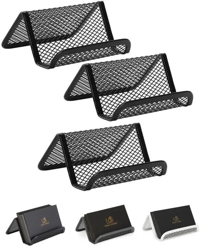 Main image of Metal Mesh Business Card Holders, 3 Pack, Black
