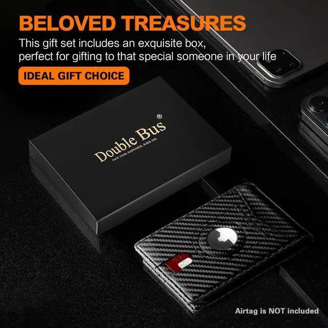 Alt view image 3 of 7 - Wallet for Men Slim RFID Blocking Bifold Carbon Fiber,Minimalist Small Compact Front Pocket Credit Card Holder,Thin Mens Leather Wallets Smart Security With 2 ID Windows 1 Cash,Birthday Gifts for Men
