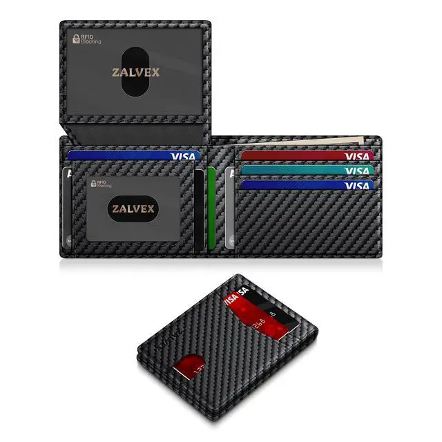Main image of Wallet for Men Slim RFID Blocking Leather Credit Card Holder Wallet for 14 Cards, Bifold Minimalist Thin Wallet with 2 ID Windows & Cash Slot, Front Pockt Carteras Para Hombres, Birthday Gifts for Men