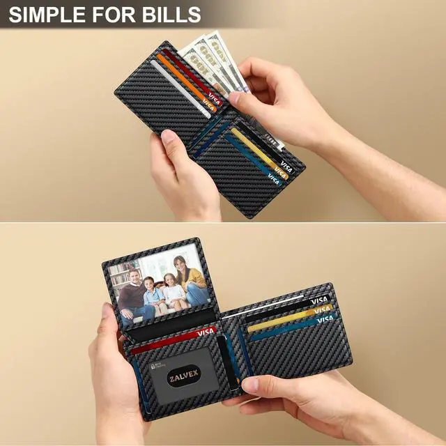 Alt view image 5 of 7 - Wallet for Men Slim RFID Blocking Leather Credit Card Holder Wallet for 14 Cards, Bifold Minimalist Thin Wallet with 2 ID Windows & Cash Slot, Front Pockt Carteras Para Hombres, Birthday Gifts for Men